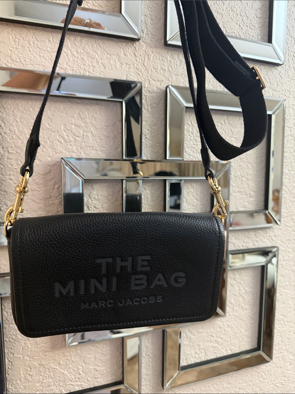 Marc Jacobs Black The Mini Bag Crossbody with Gold Hardware